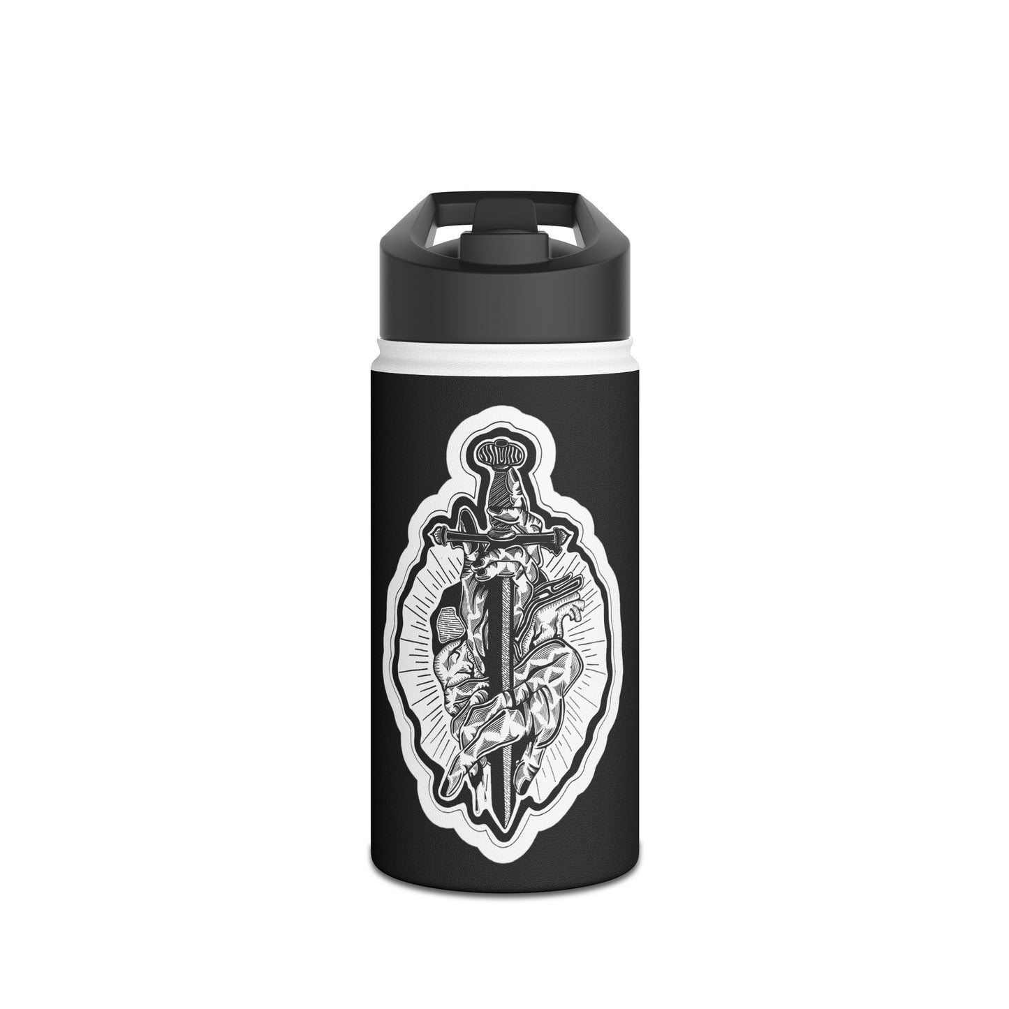 "Dagger" Inktober 2023 Stainless Steel Water Bottle, Standard Lid