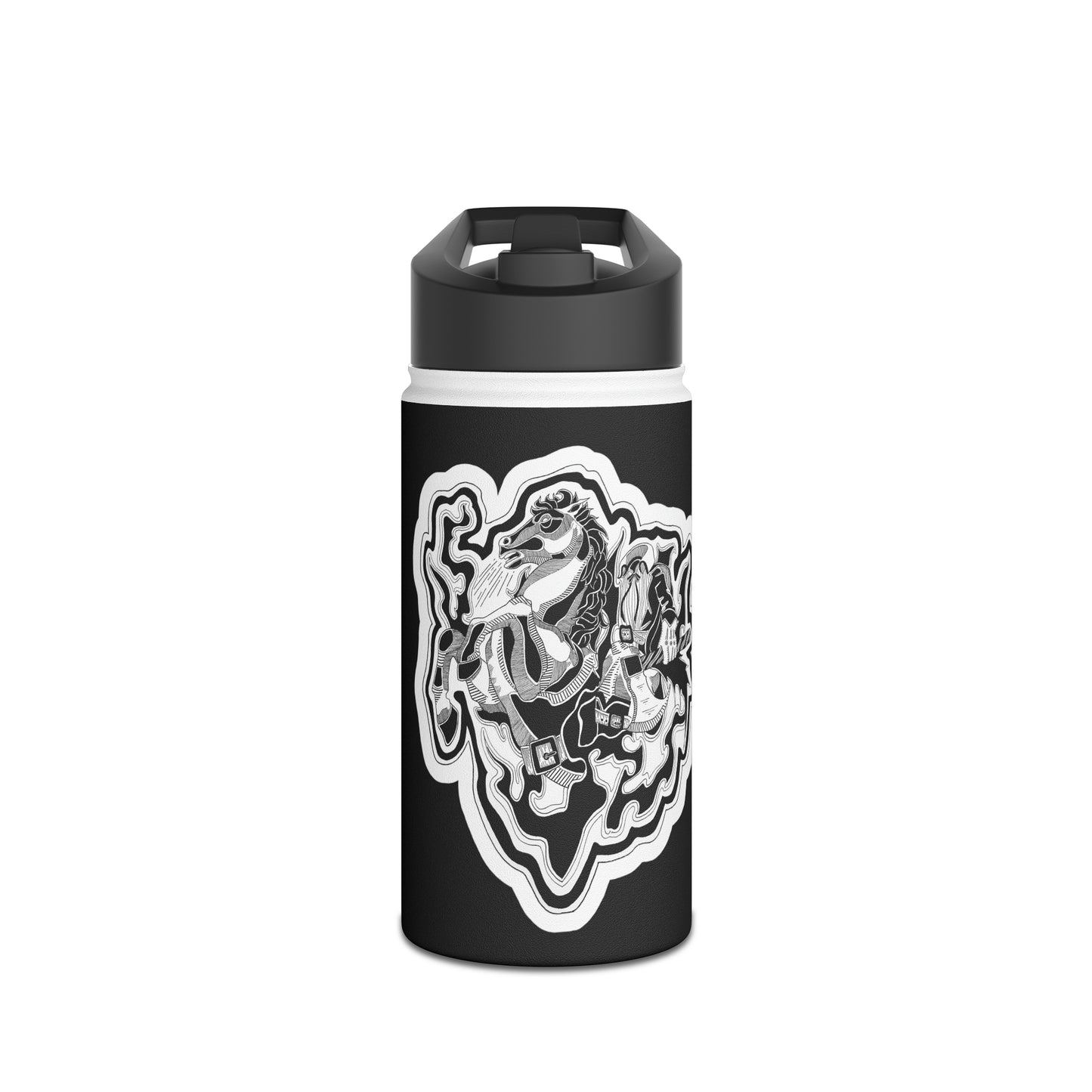 "Saddle" Inktober 2023 Stainless Steel Water Bottle, Standard Lid