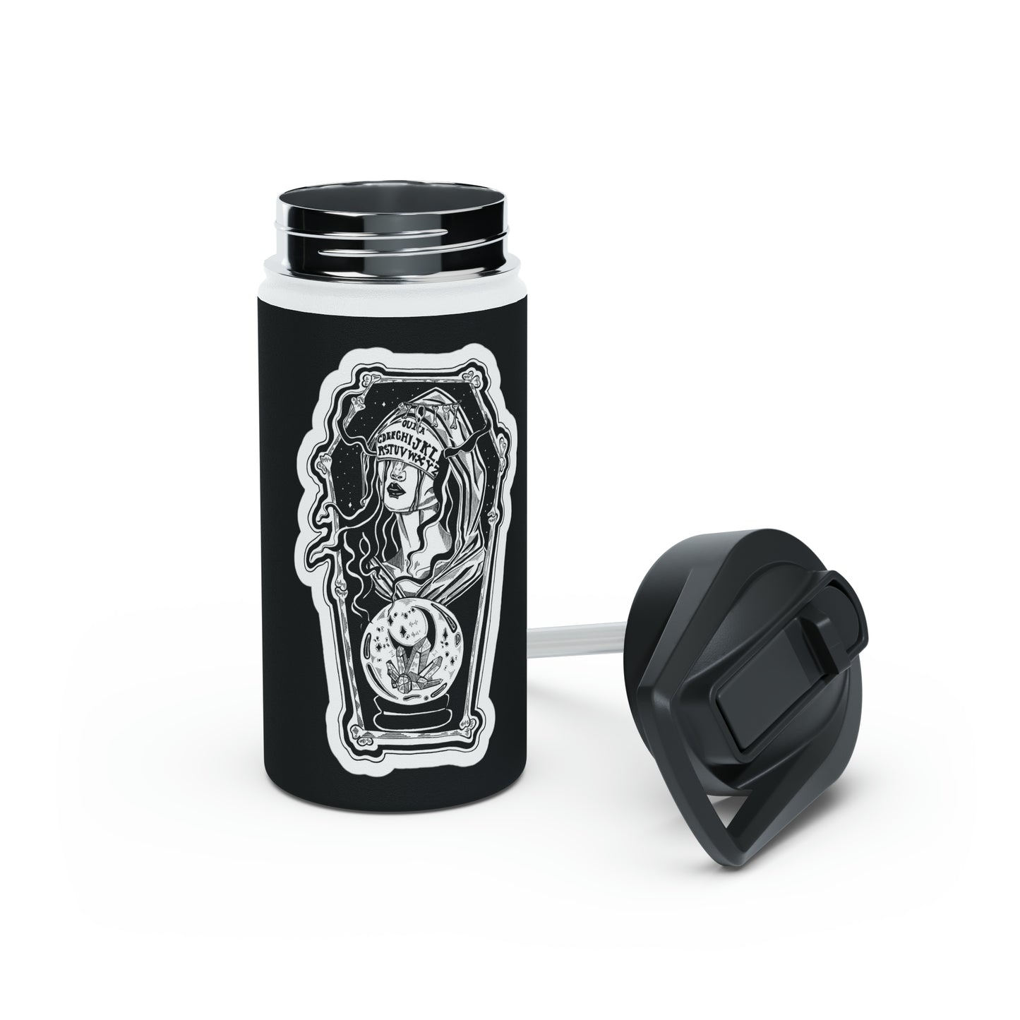 "Fortune" Inktober 2023 Stainless Steel Water Bottle, Standard Lid