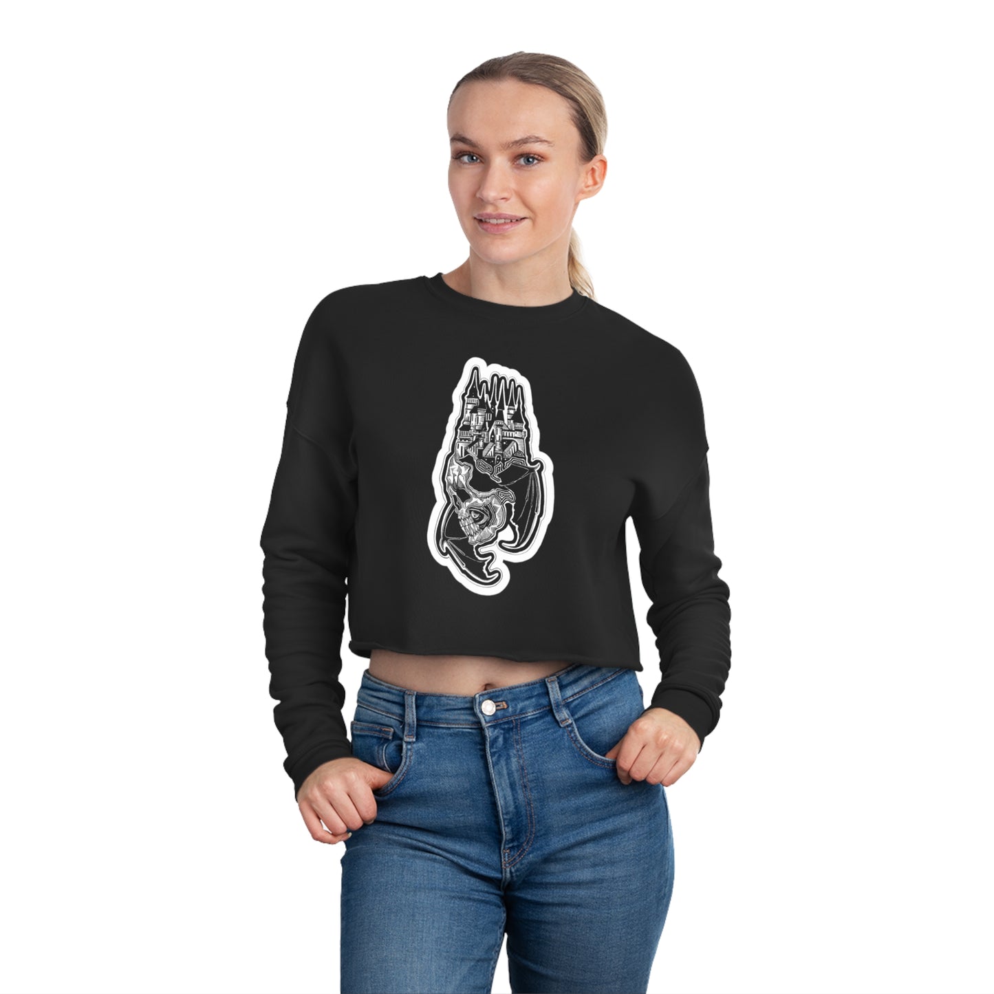 "Castle" Inktober 2023 Women's Cropped Sweatshirt