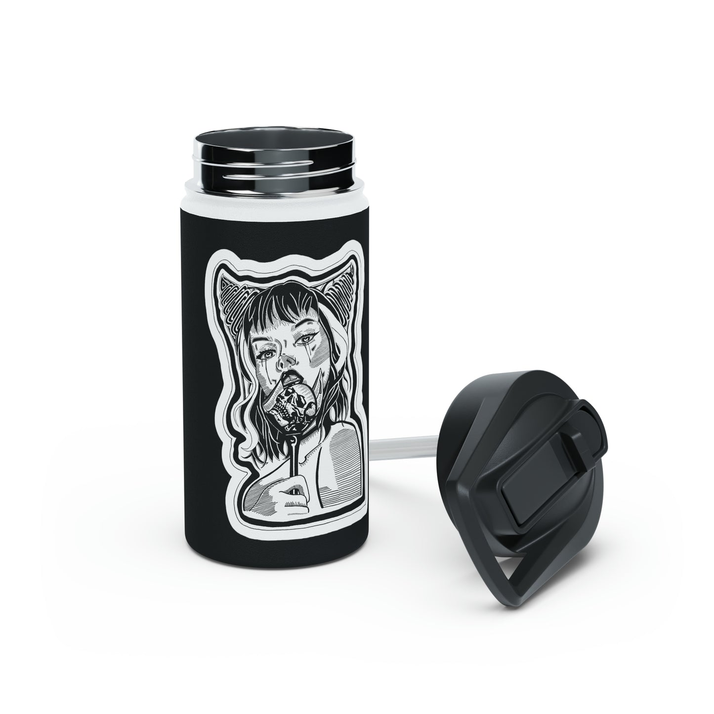 "Demon" Inktober 2023 Stainless Steel Water Bottle, Standard Lid