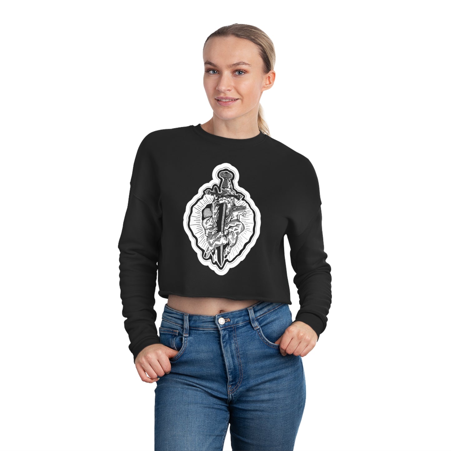 "Dagger" Inktober 2023 Women's Cropped Sweatshirt