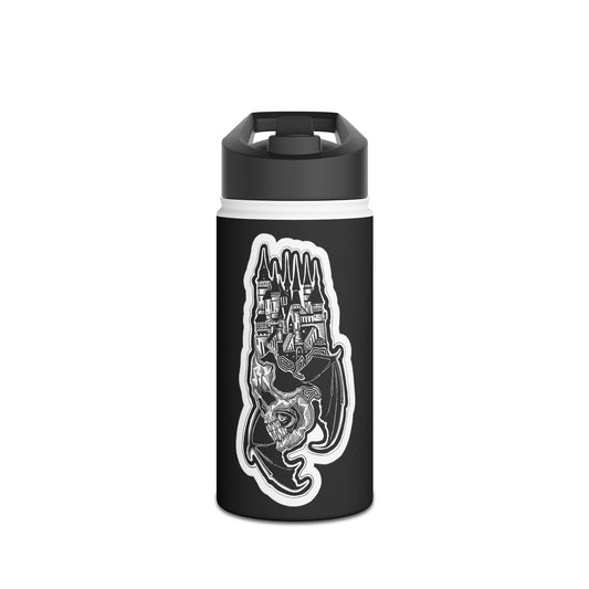 "Castle" Inktober 2023 Stainless Steel Water Bottle, Standard Lid